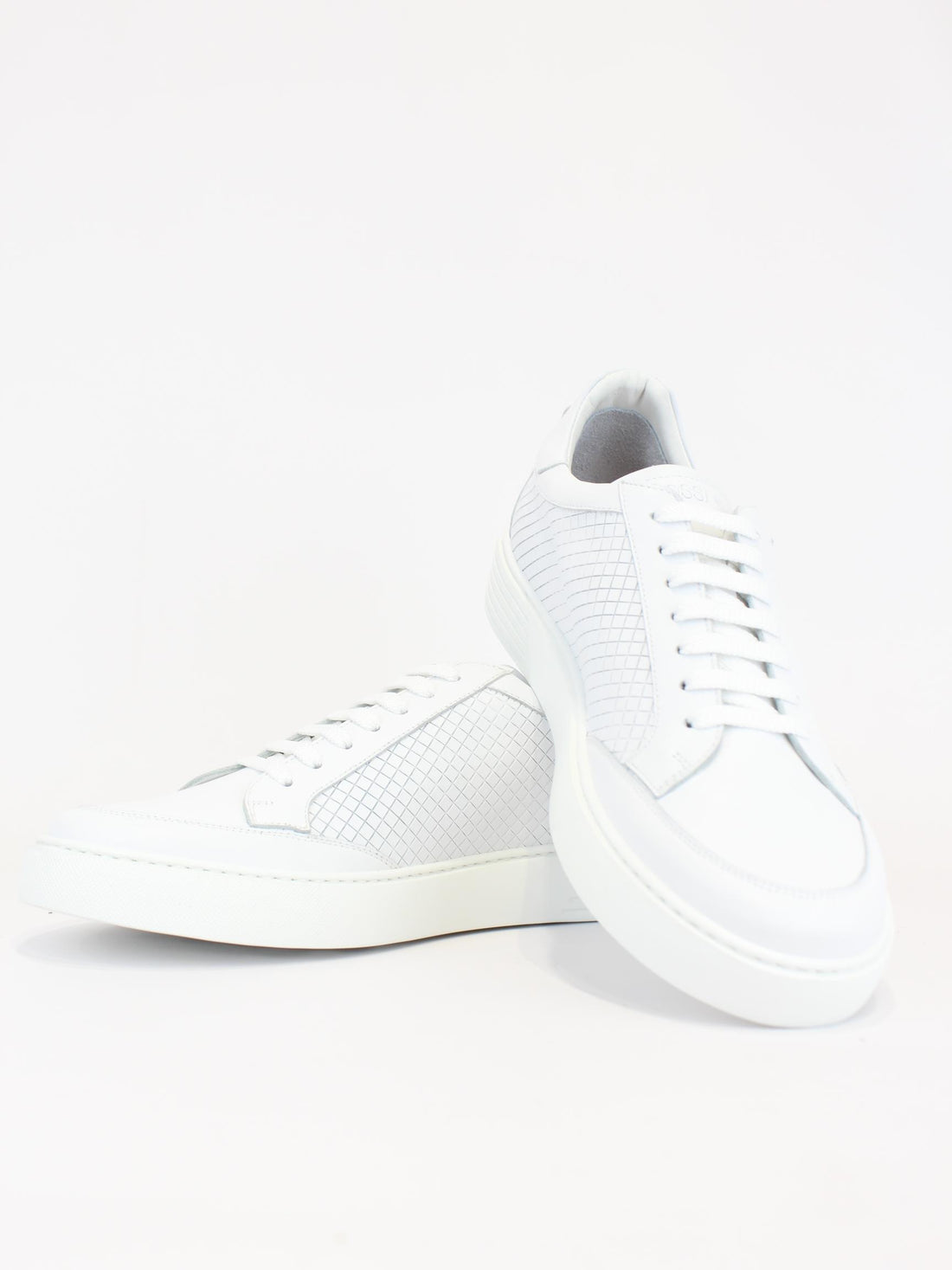 sneakers in pelle con fantasia quadri 1040S2 POLO WHITE ROSSI 