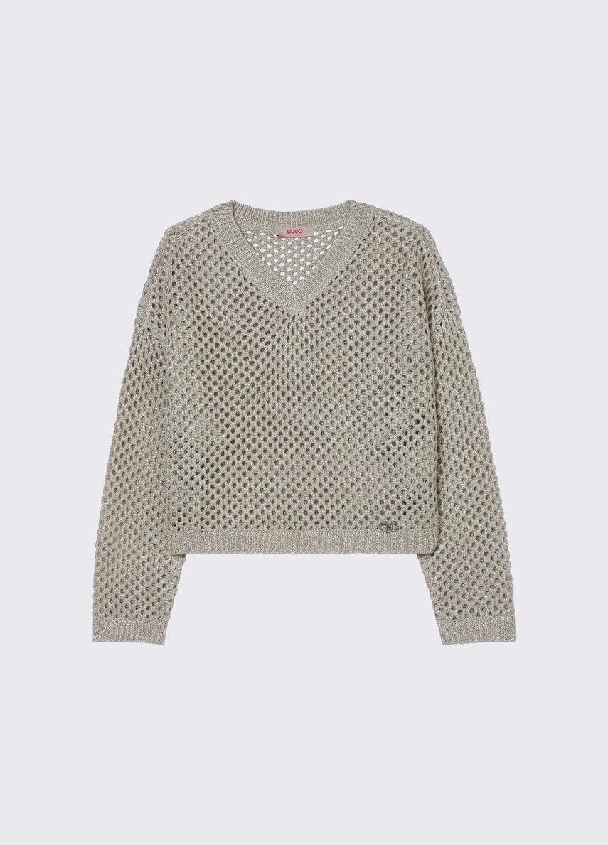 pullover a rete con scollo GA6044MA76R 60924 LIU JO JUNIOR 