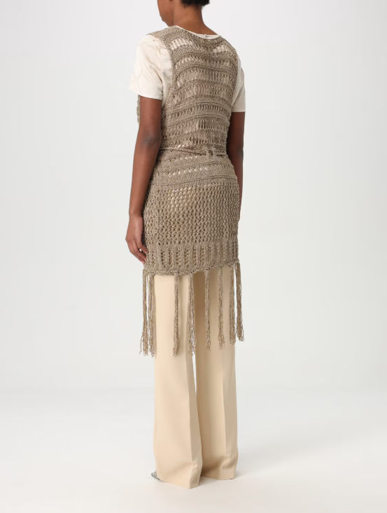 gilet con cinta e frange 251TA4360 12145 TWINSET 