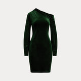 LAUREN RALPH LAUREN abito in velluto monospalla Verde