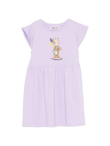 abito con ricamo fiori HDV0HQ LFA06 51683 MOSCHINO KIDS 
