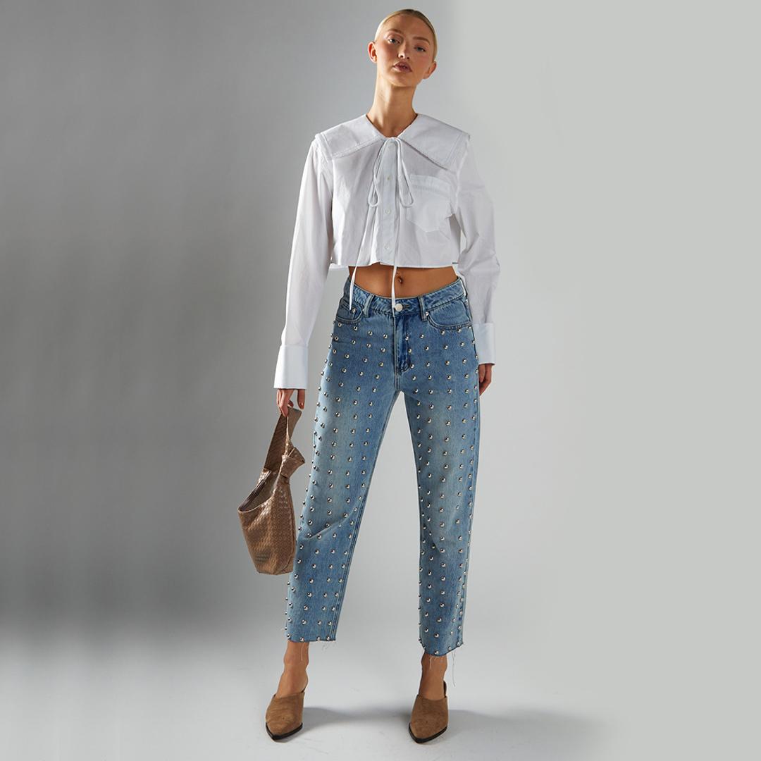 jeans con borchie AN5370 LIGHT GLAMOROUS 