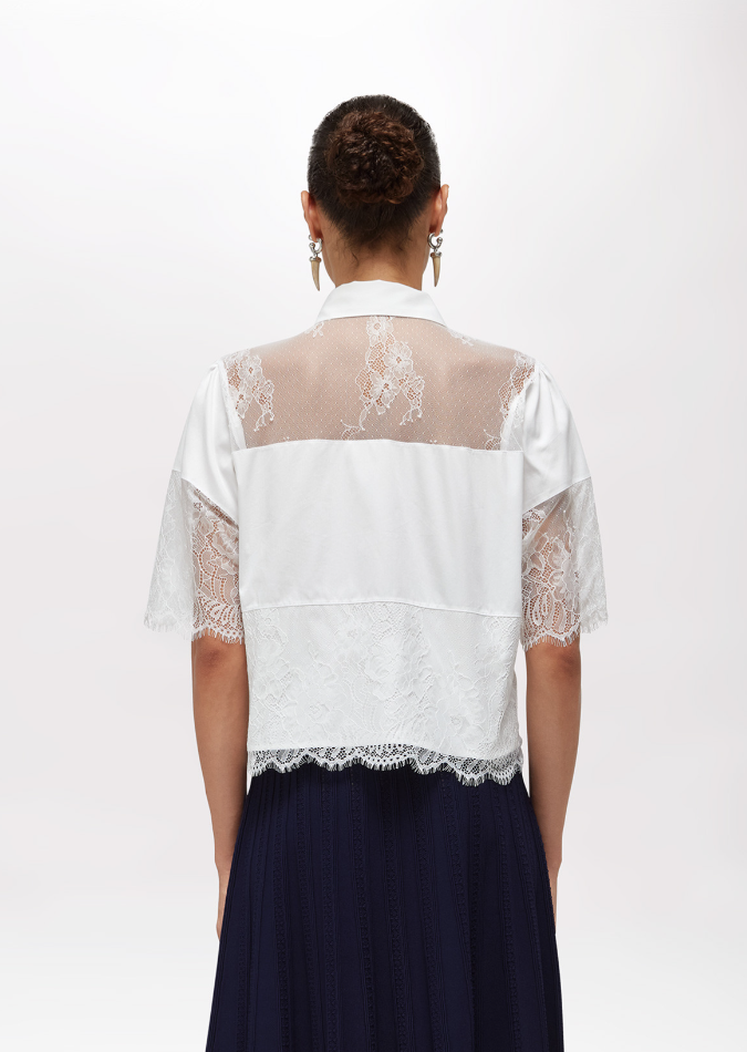 camicia effetto pizzo RA6142T544A 11111 Blugirl 