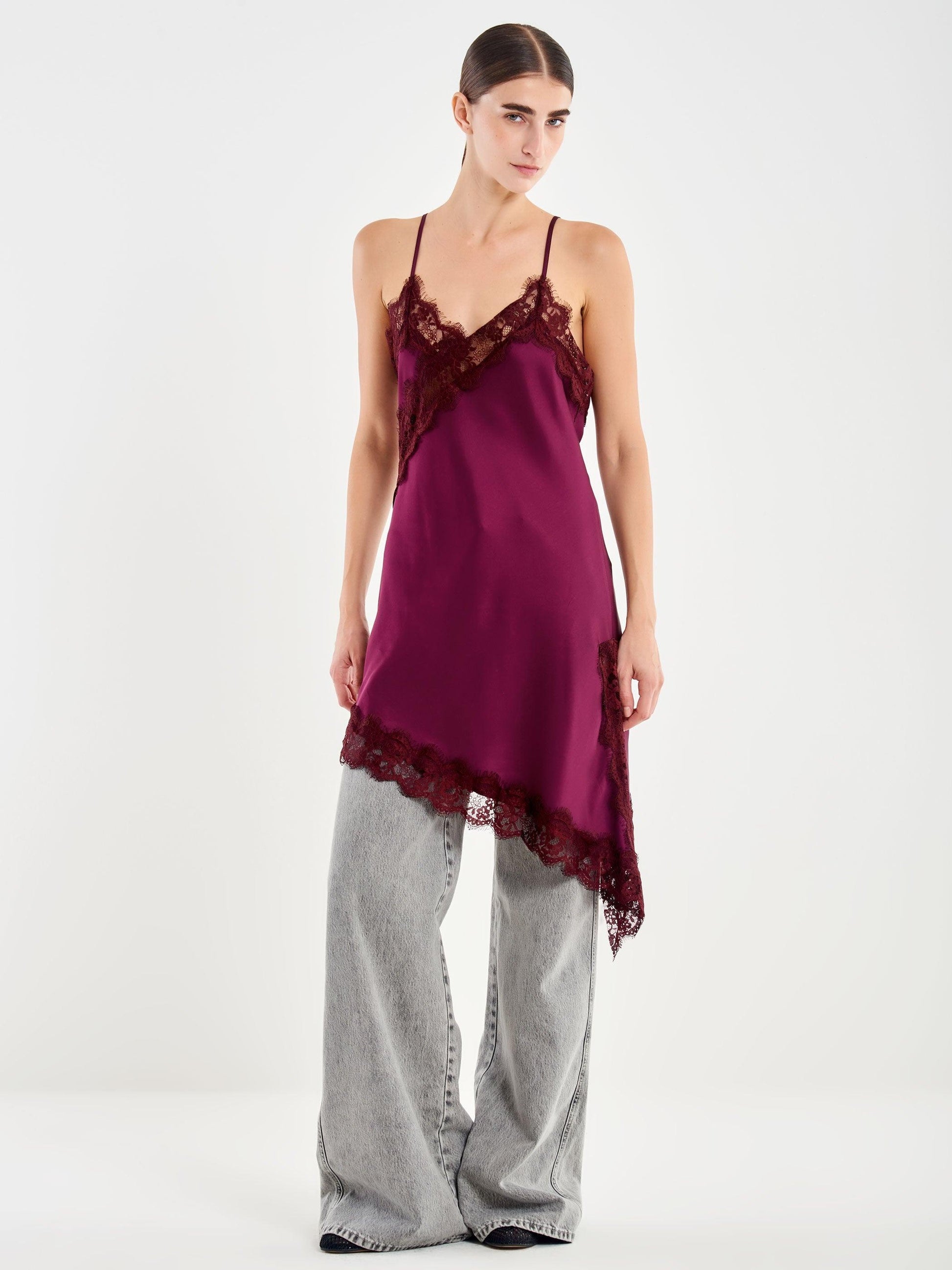 abito midi con dettagli pizzo TF0255 BORDEAUX VICOLO 
