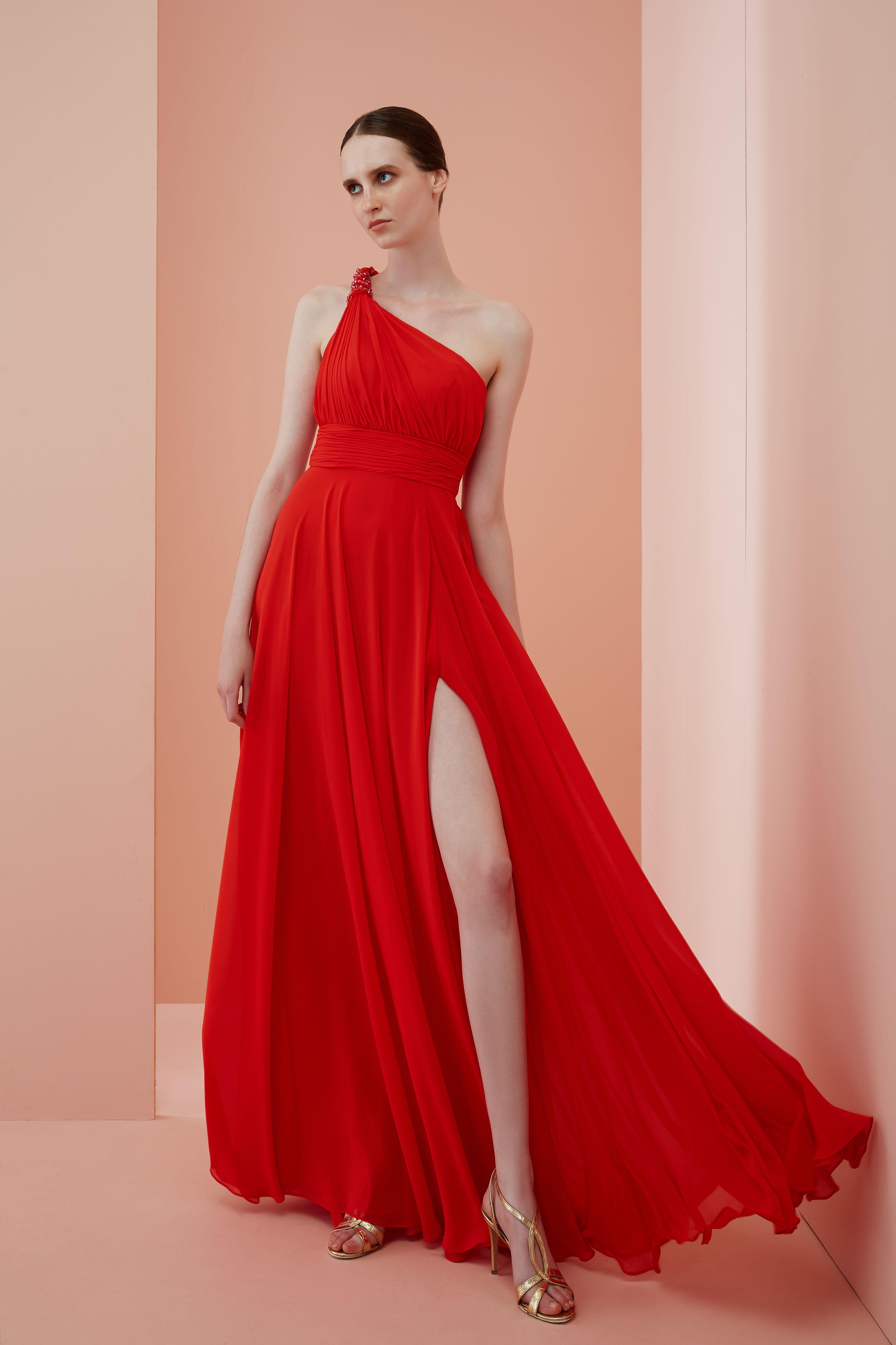 Abito lungo da cerimonia 3802 RED ALLURE 