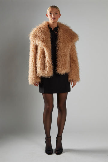 cappotto in pelliccia sintetica AN5324 CARAM GLAMOROUS 