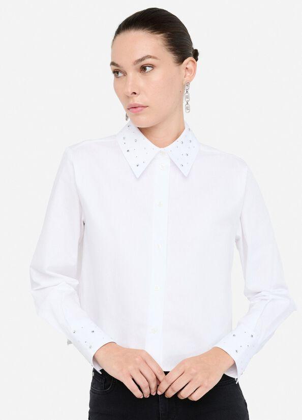 camicia applicazioni collo CF5354T067A B3251 LIU JO BLACK 