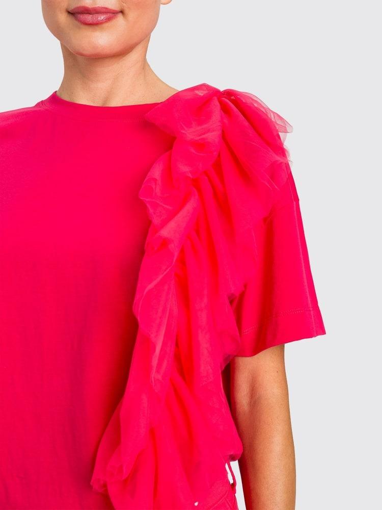 t-shirt regular con tulle 261AP2165 13160 TWINSET ACTITUDE 