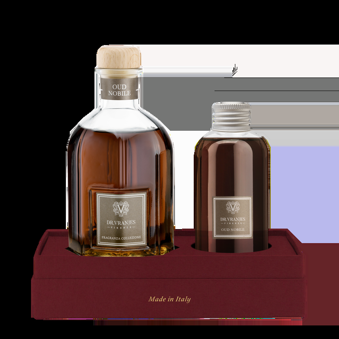 Cofanetto Fragranza Oud Nobile ambiente 250 ml & Ricarica 150 ml GFT0075BFCSE1 GIFT BOX LEATHER OUD 250 DR.Vranjes 