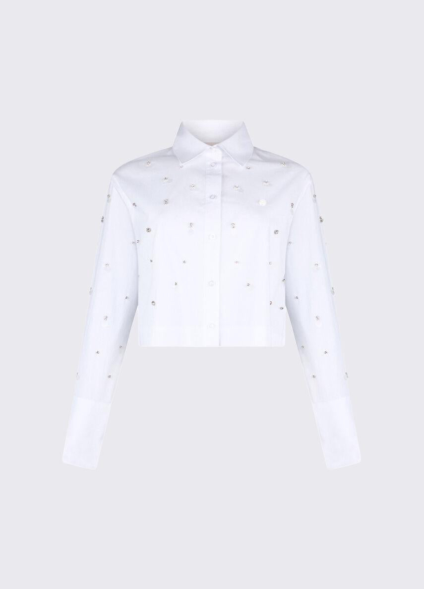 camicia con ricamo gioiello WA6173T039A 11111 LIU JO WHITE 