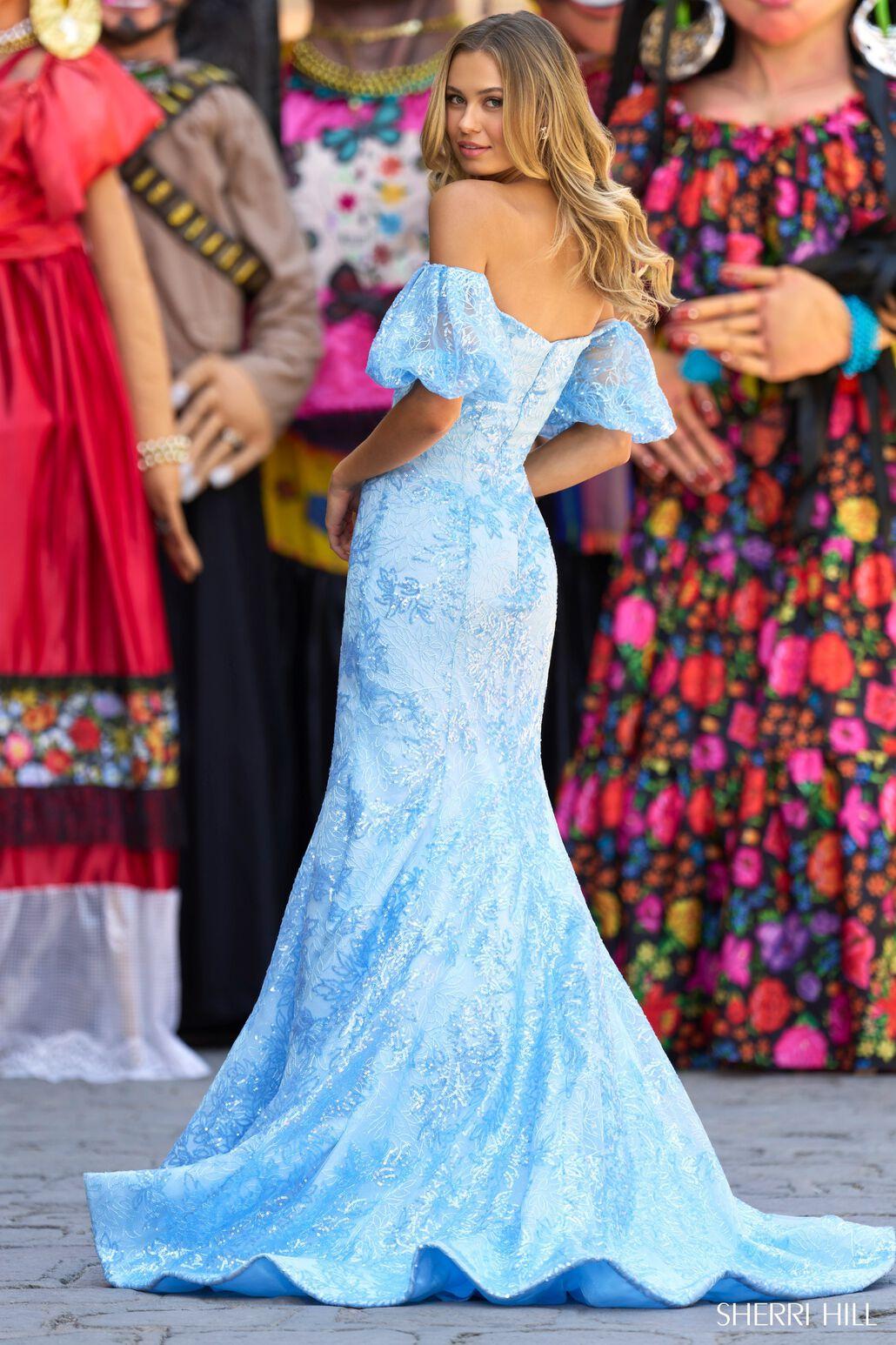 abito a sirena 55326 LIGHT BLUE SHERRI HILL 