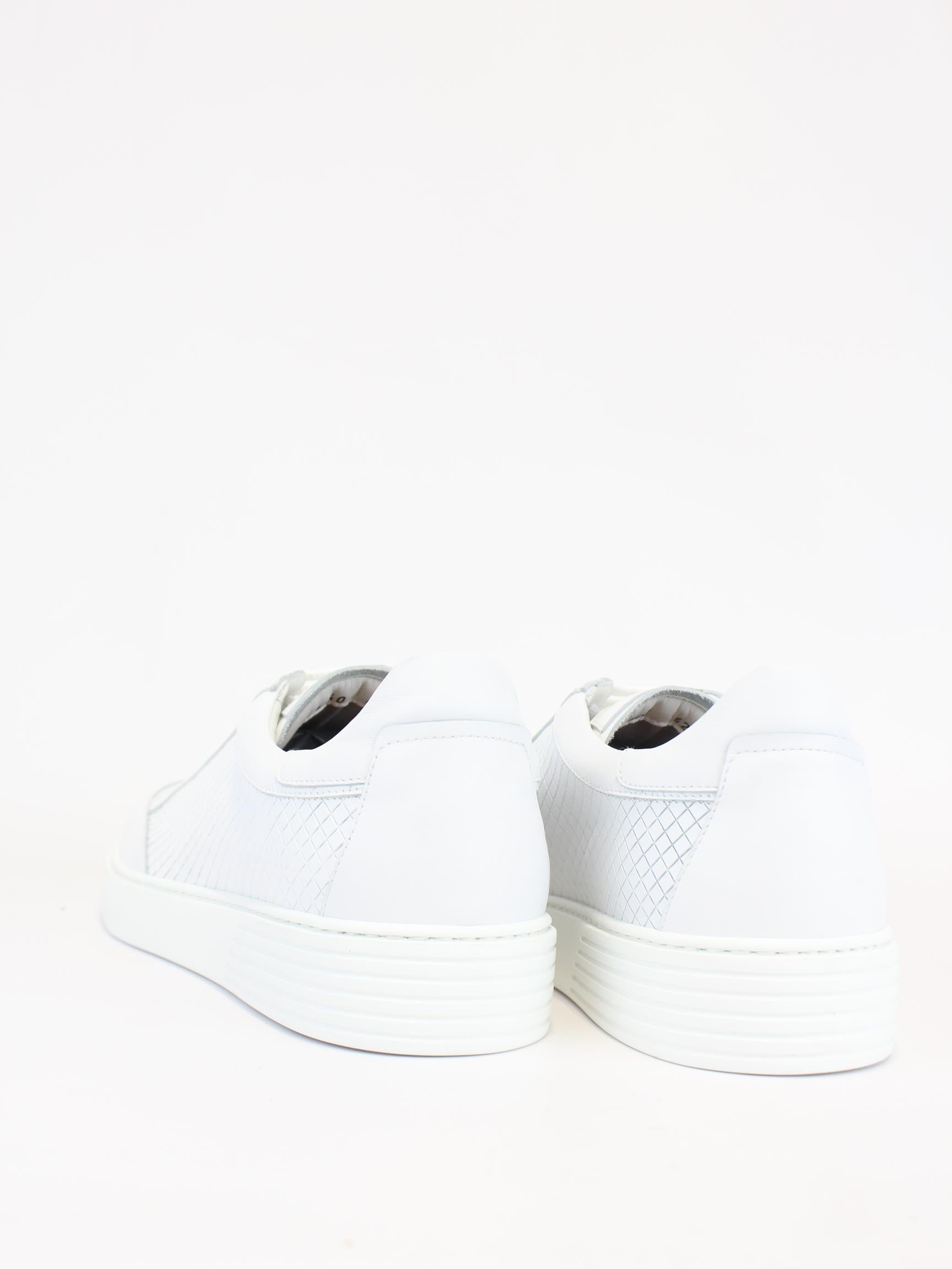 sneakers in pelle con fantasia quadri 1040S2 POLO WHITE ROSSI 
