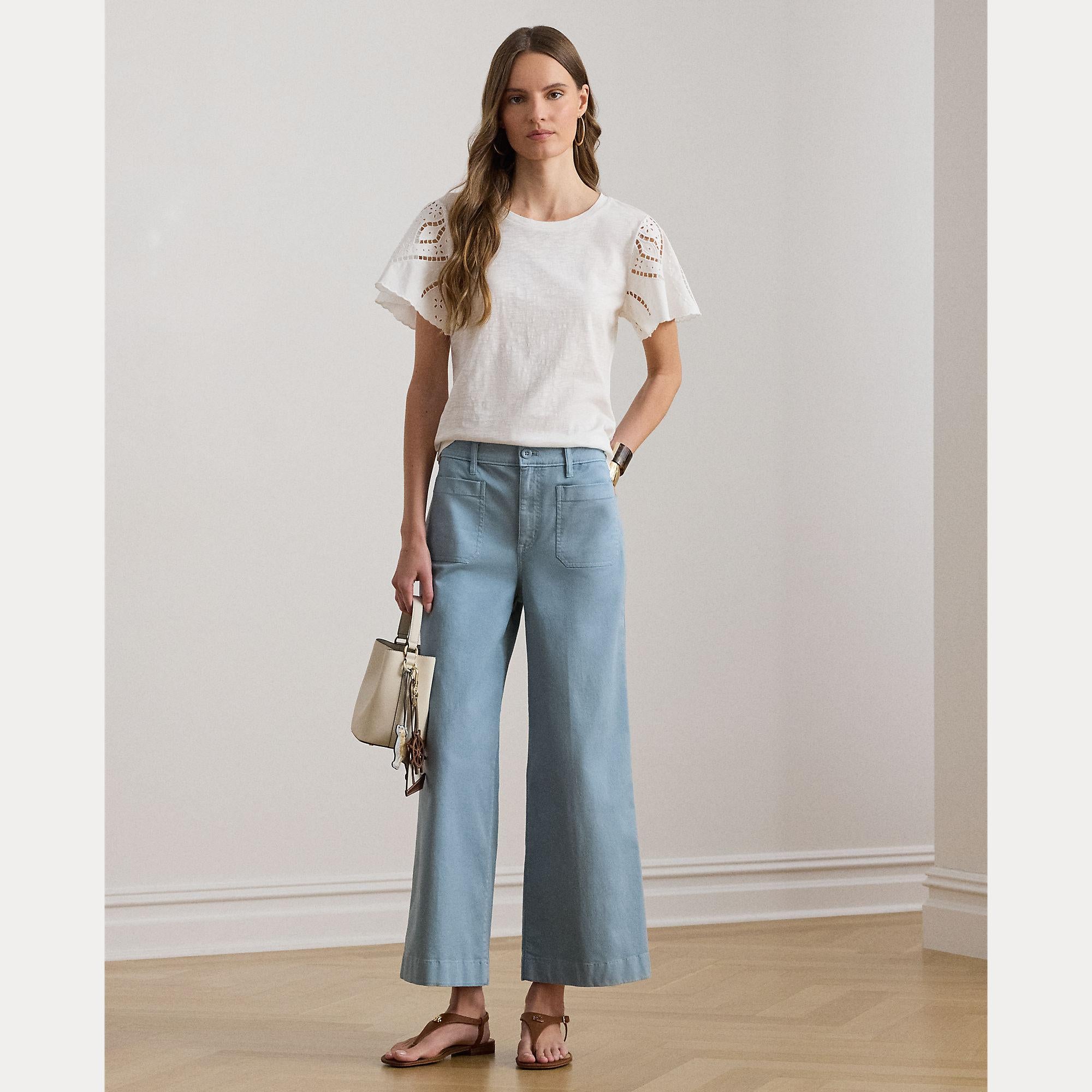 t-shirt traforato broadcloth 200-P09104 003 RALPH LAUREN LAUREN 