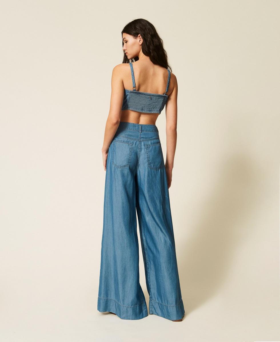 pantalone a palazzo in jeans 261AT2053 07283 TWINSET ACTITUDE 