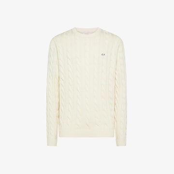 maglione a trecce con logo K45138 31 SUN68 