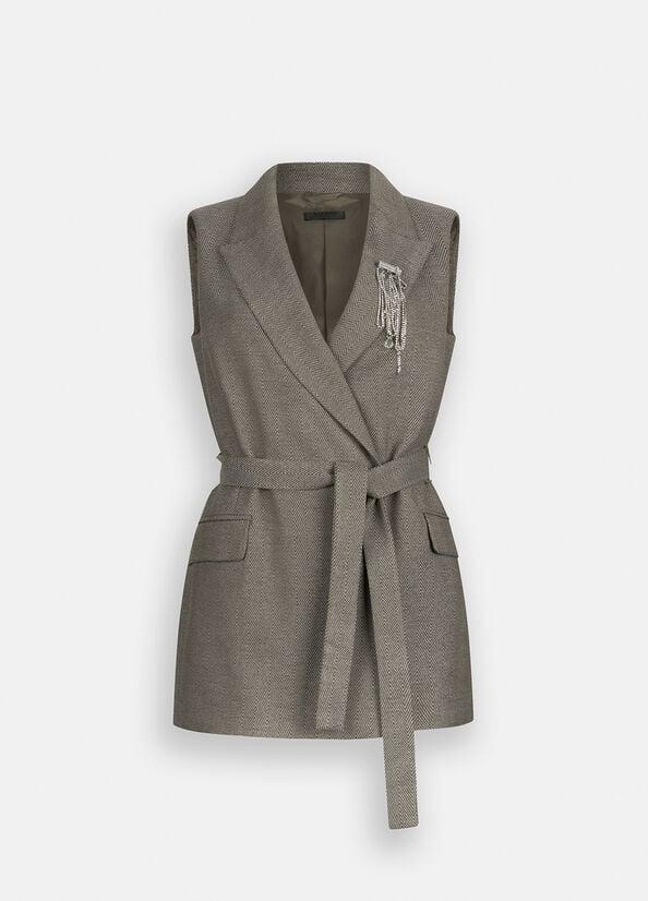 gilet con logo e cintura in vita CF5259T054A M9770 LIU JO BLACK 