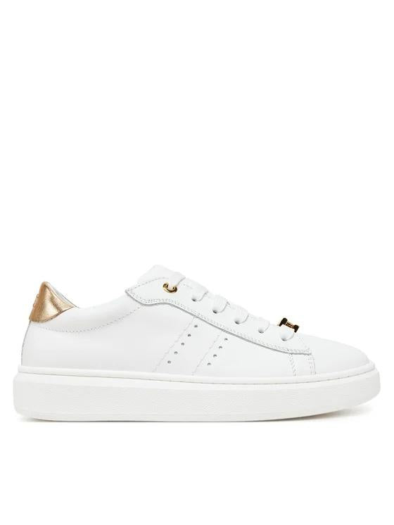 sneakers in pelle e contrasto oro F4A9E0034 BIANCO/ORO ELISABETTA FRANCHI 