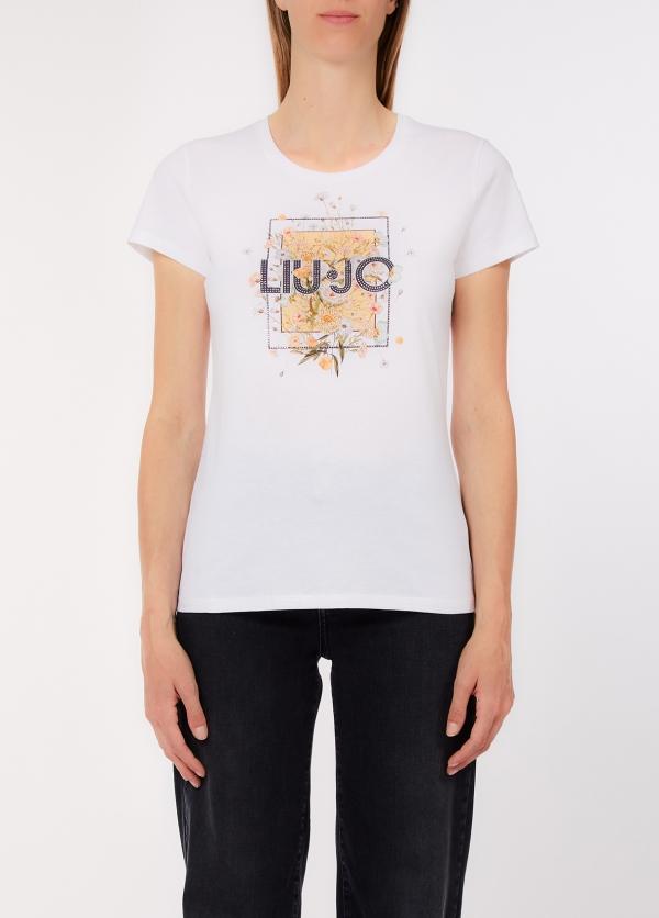 t-shirt con stampa strass WA6493JS923 P9604 LIU JO WHITE 