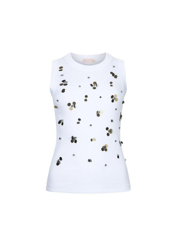top con applicazioni WA6490J4822 P9369 LIU JO WHITE 