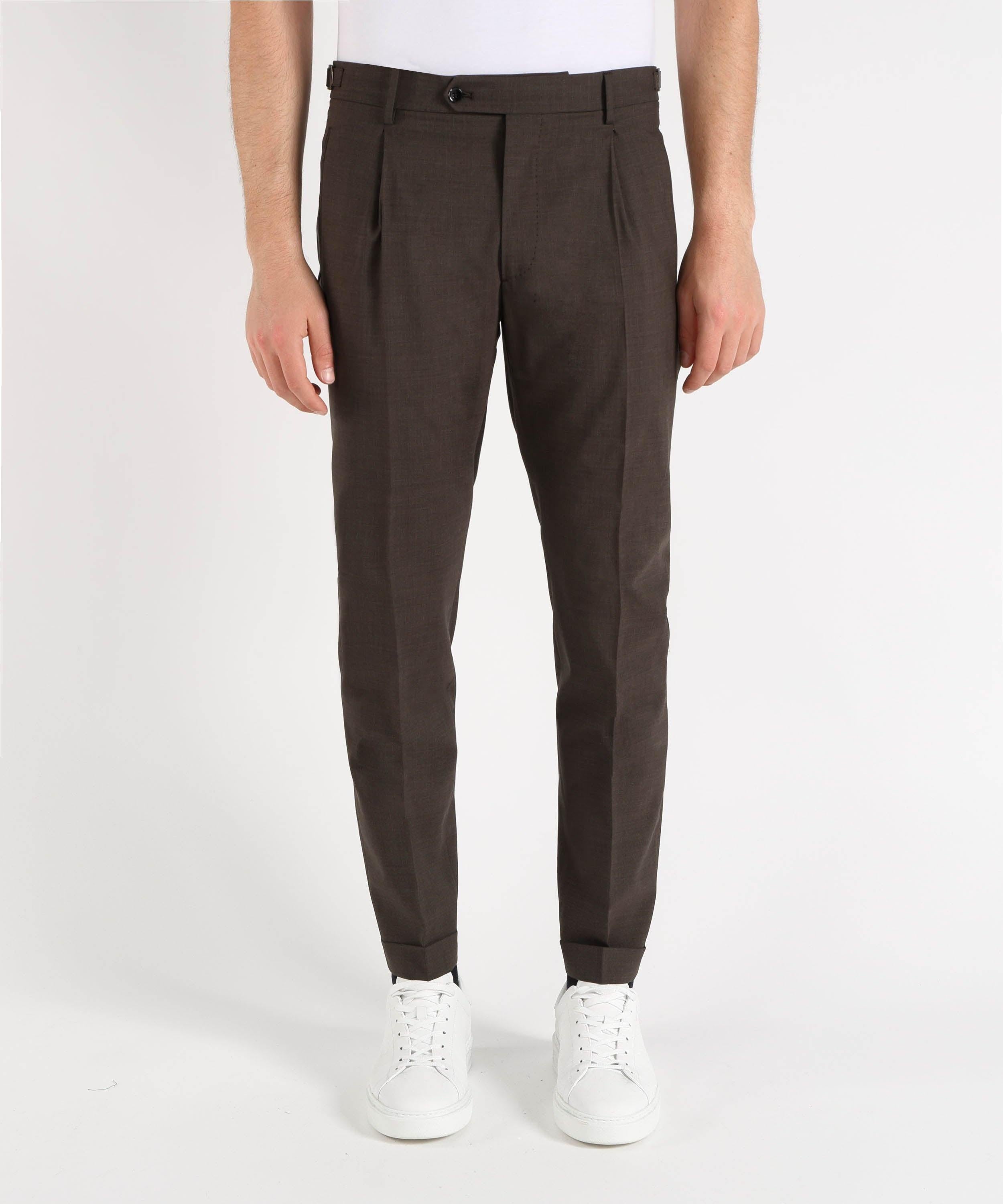 Pantalone classico con pinces RETROMZ1460 BROWN BERWICH 