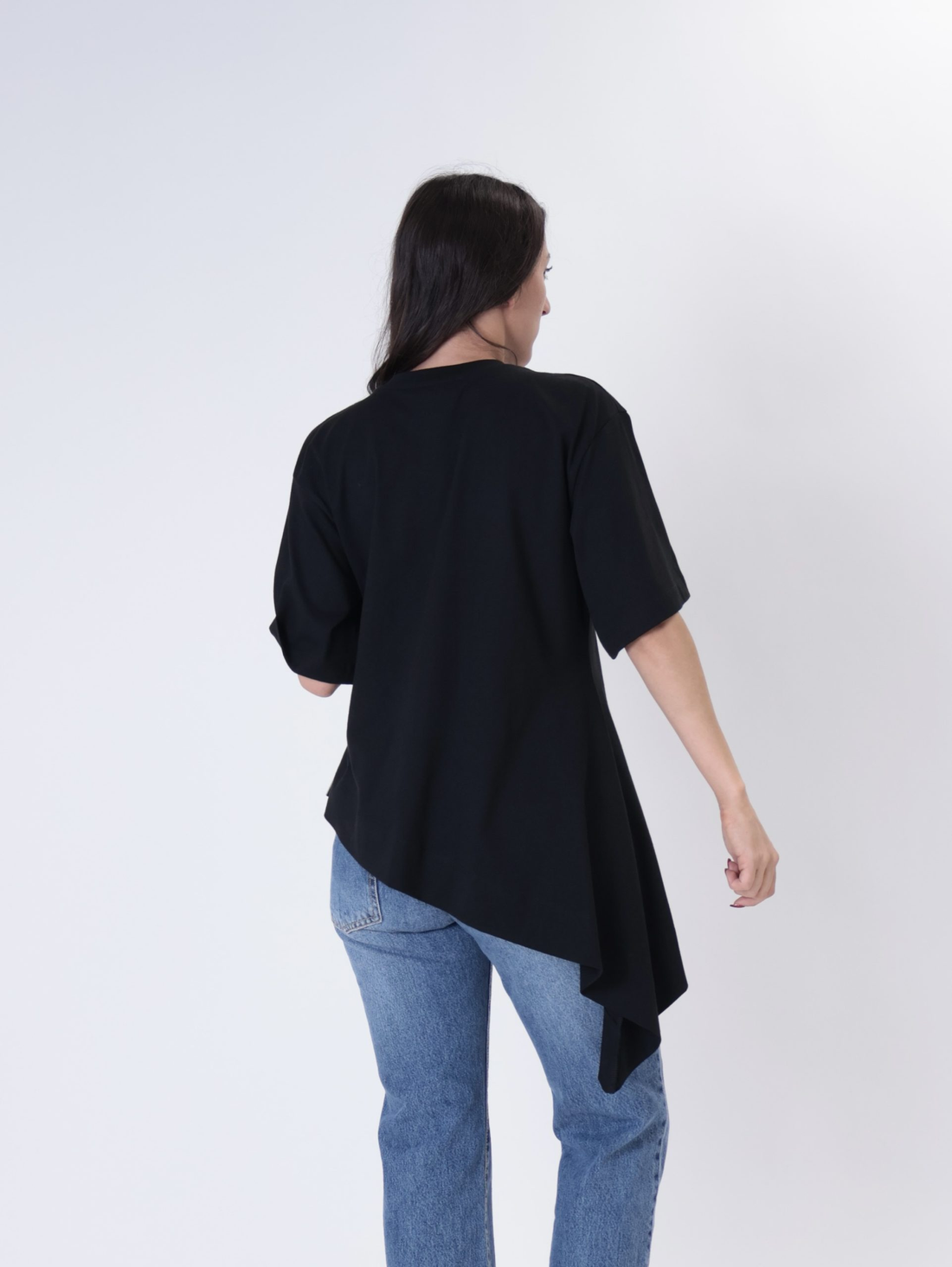 T-shirt asimmetrica UAB0384 NERO VICOLO 