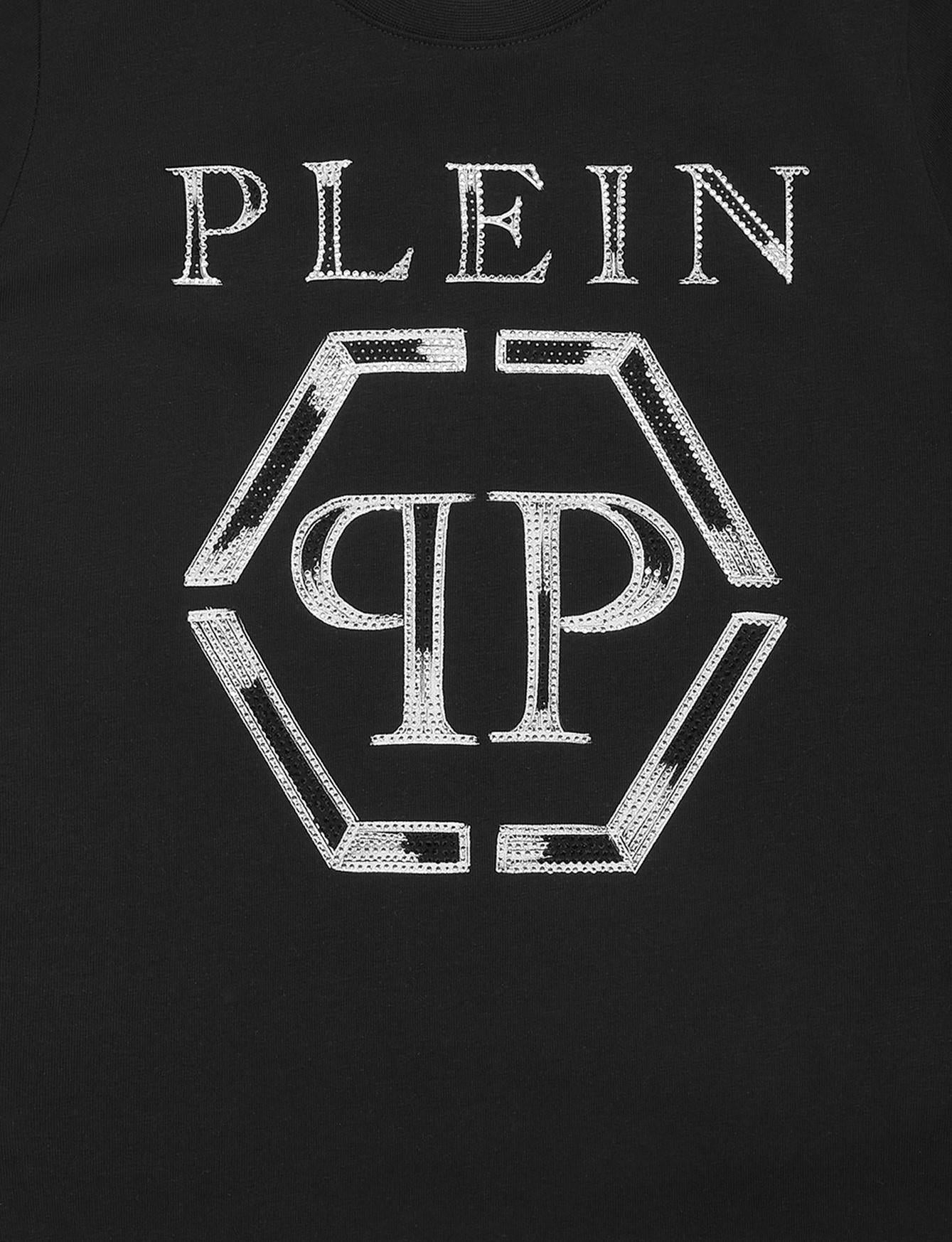t-shirt con logo grande strass SAECBTK1338 PJY002N 0201 PHILIPP PLEIN 