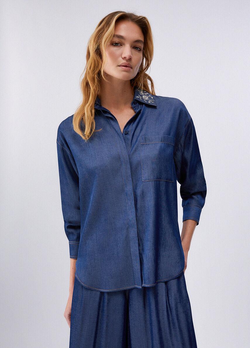 camicia con colletto removibile UA6274D4894 77000 LIU JO DENIM 