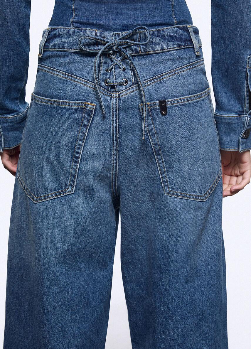 jeans baggy con stringhe UA6510D0400 79157 LIU-JO CAPSULE ELODIE 