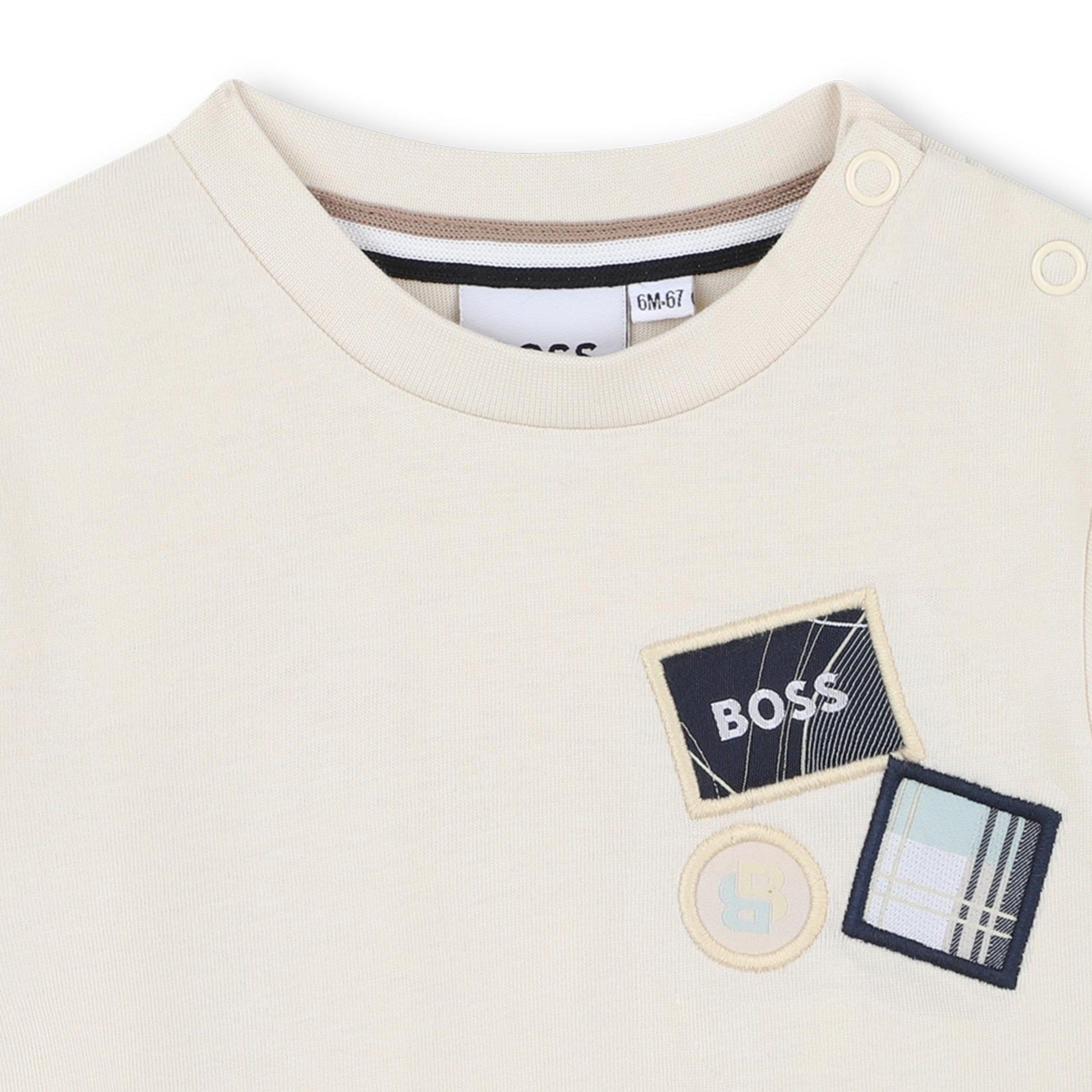 t-shirt con ricami al petto J52473 21C BOSS 