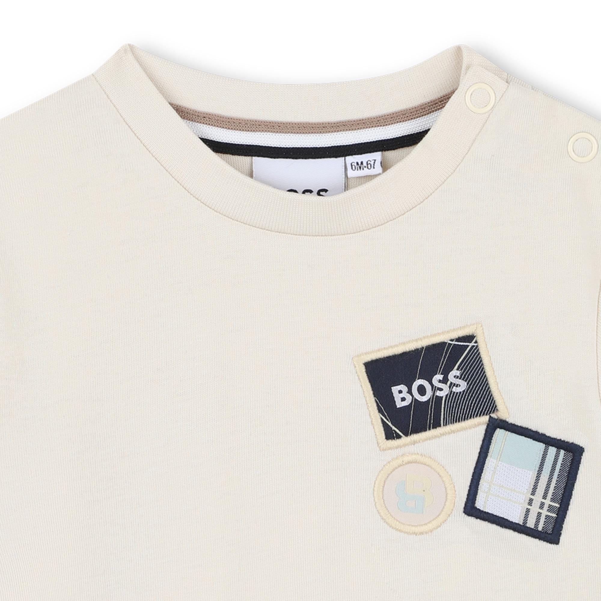t-shirt con ricami al petto J52473 21C BOSS 