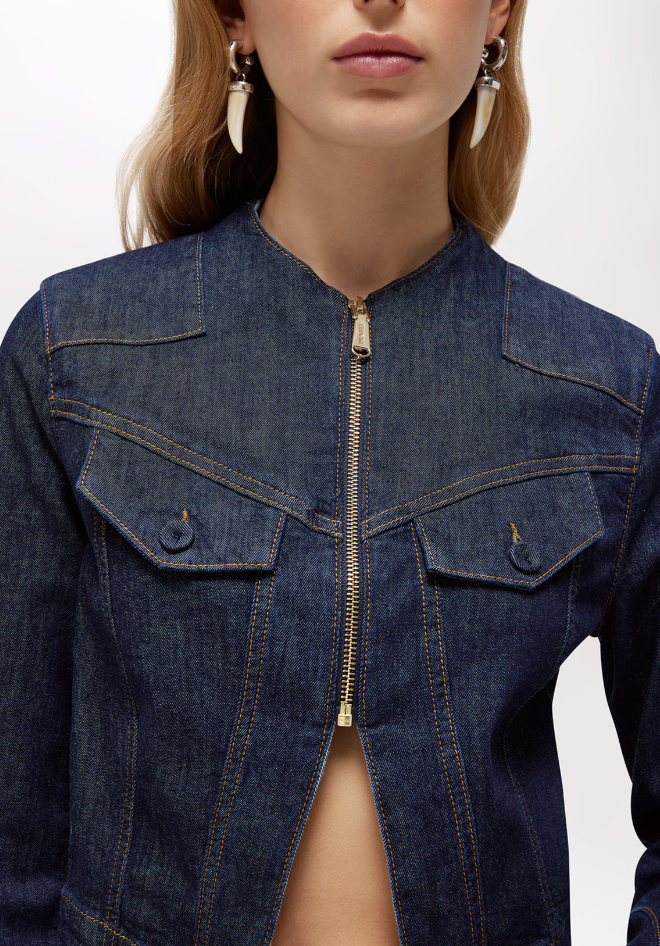 giacca in denim con spilla RA6066D4992 77951 Blugirl 