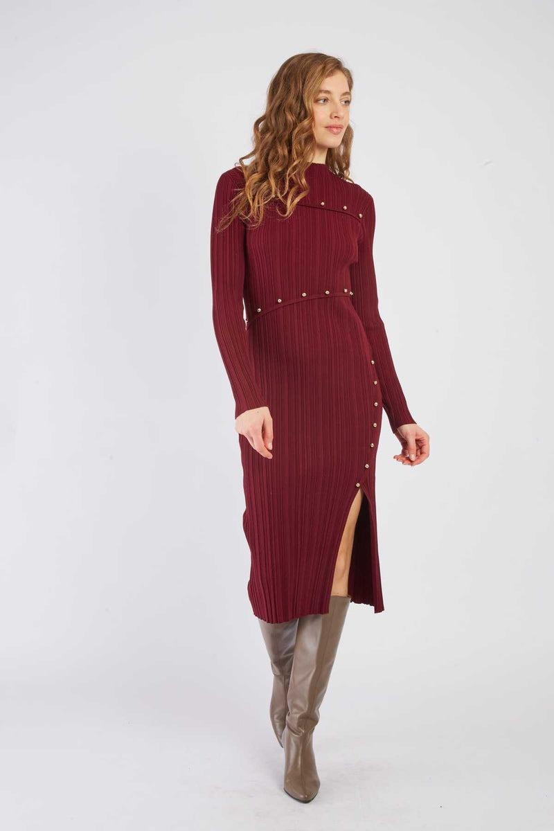 abito midi con applicazioni borchie A512055 BORDEAUX DERHY 