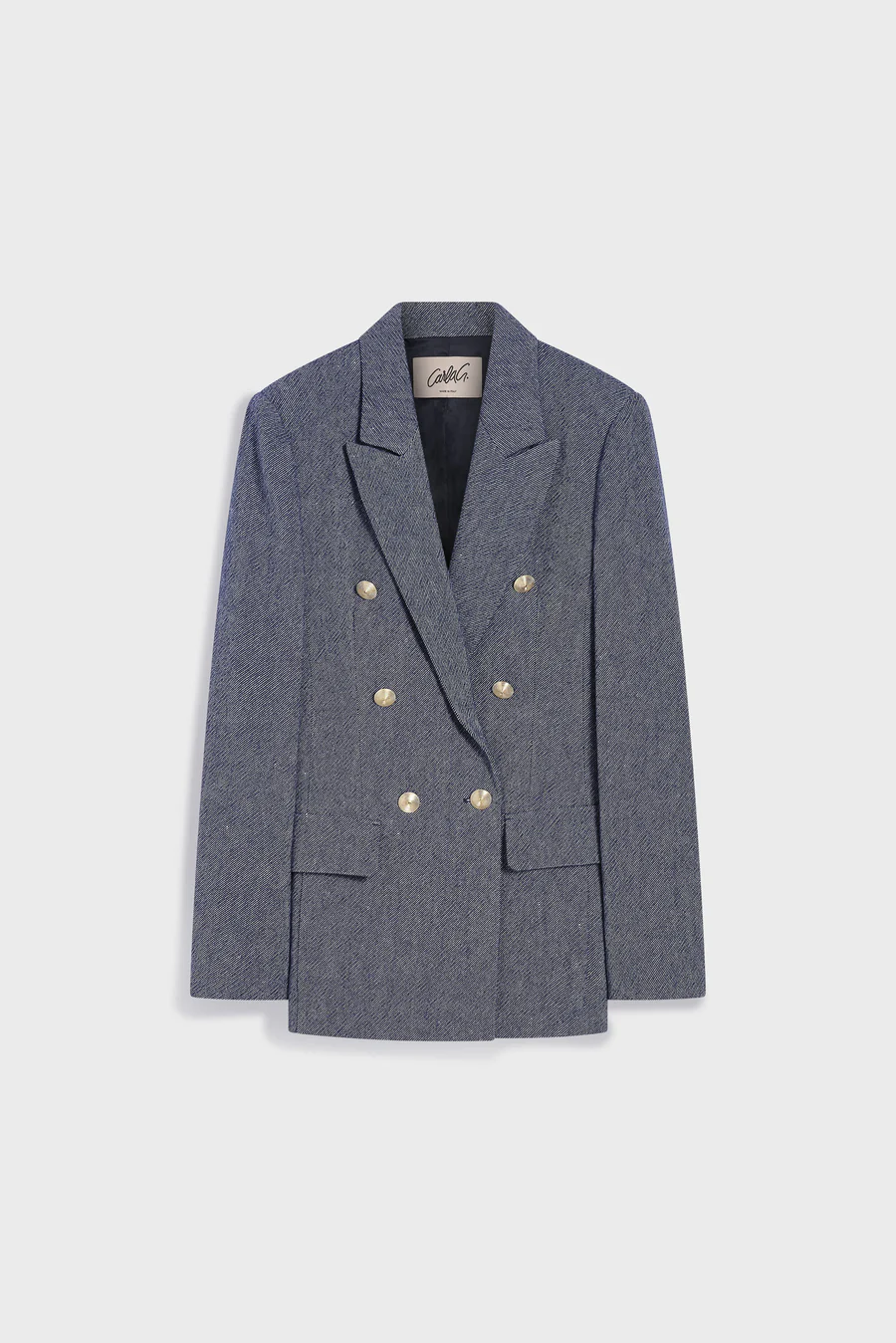 blazer doppiopetto in lino effetto denim IDIC09 D8 12 CARLAG 
