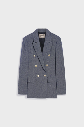 blazer doppiopetto in lino effetto denim IDIC09 D8 12 CARLAG 