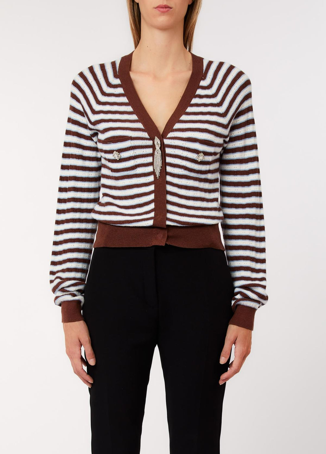 Cardigan con taschini e applicazioni CA6067MS52G C3975 LIU JO BLACK 