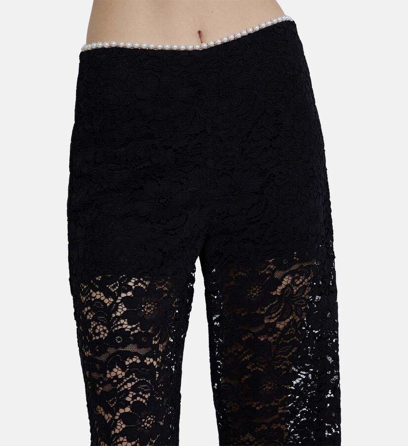 pantalone con fiori in pizzo 080910/838 BLACK EDWARD ACHOUR PARIS 