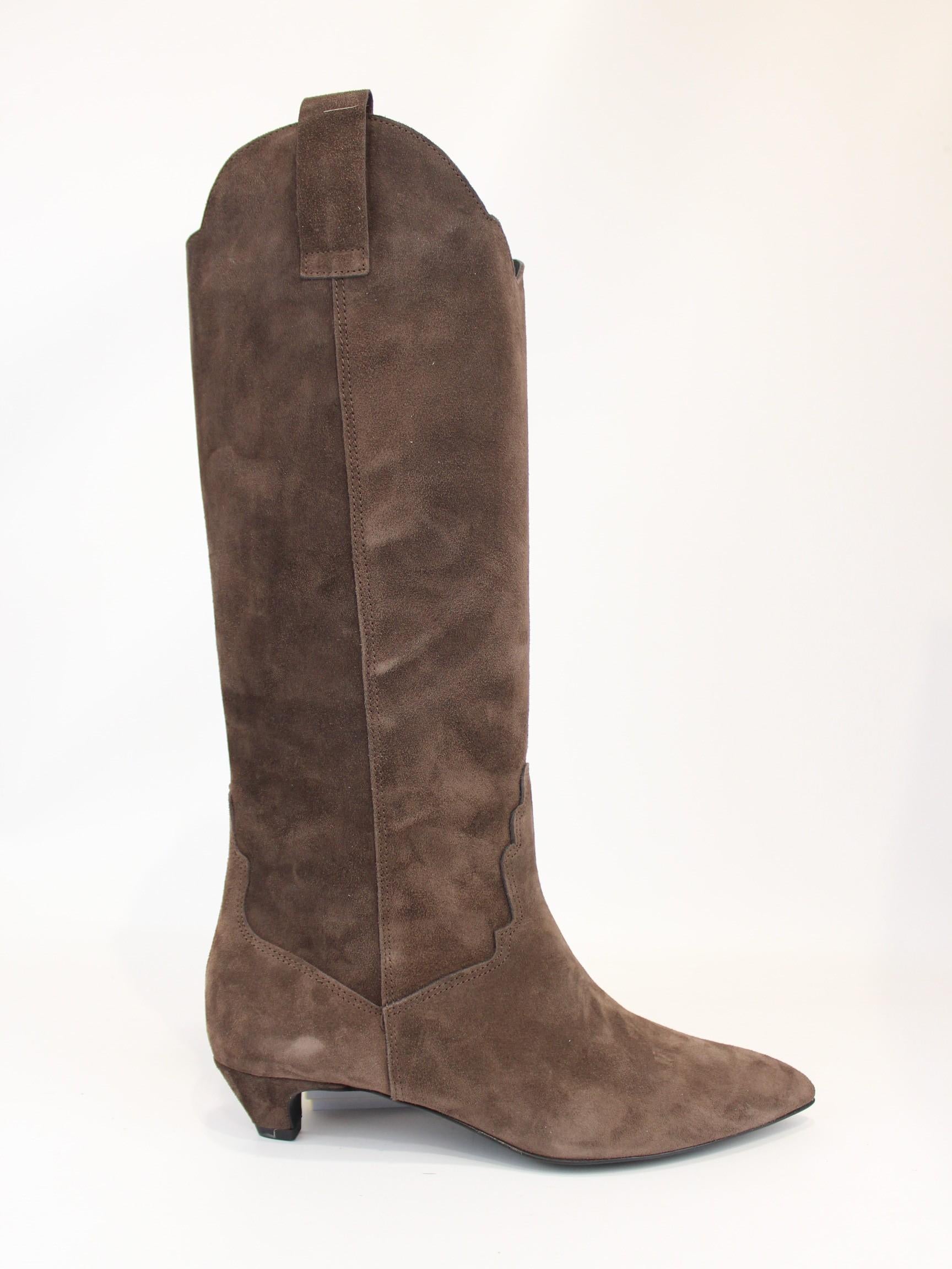 stivali in velluto con tacco basso NCRODRIGO CROSTA MORO OVYE' 