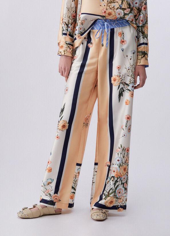 pantalone in twill stampato WA6358T2555 P9546 LIU JO WHITE 
