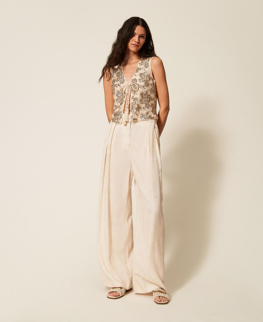 pantalone a palazzo con stampa 261AT2132 13461 TWINSET ACTITUDE 