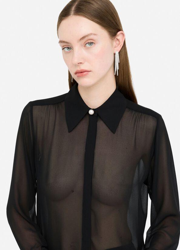 camicia con perle CF5302TS869 22222 LIU JO BLACK 