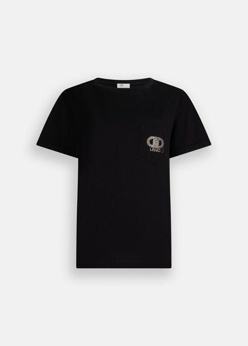 T-shirt con logo petto UF5257JS904 M9786 LIU JO DENIM 