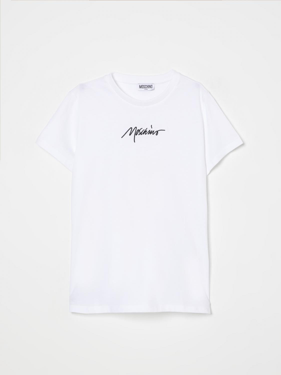 t-shirt con logo scritto HUM058LAA01 10101 MOSCHINO KIDS 