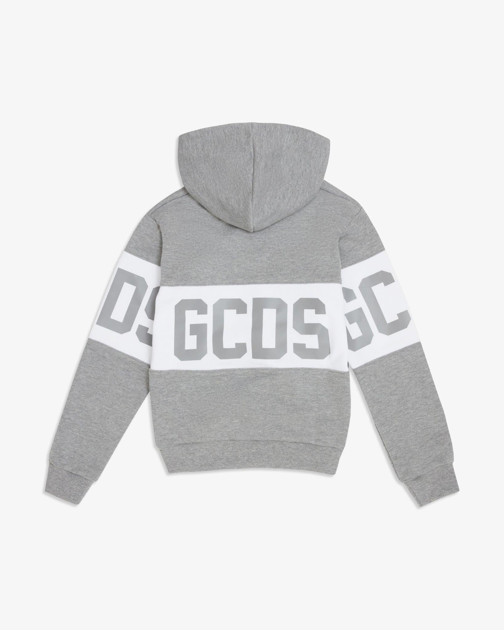 felpa logata con cappuccio B2JU1926BA2 93 MELANGE GREY GCDS 