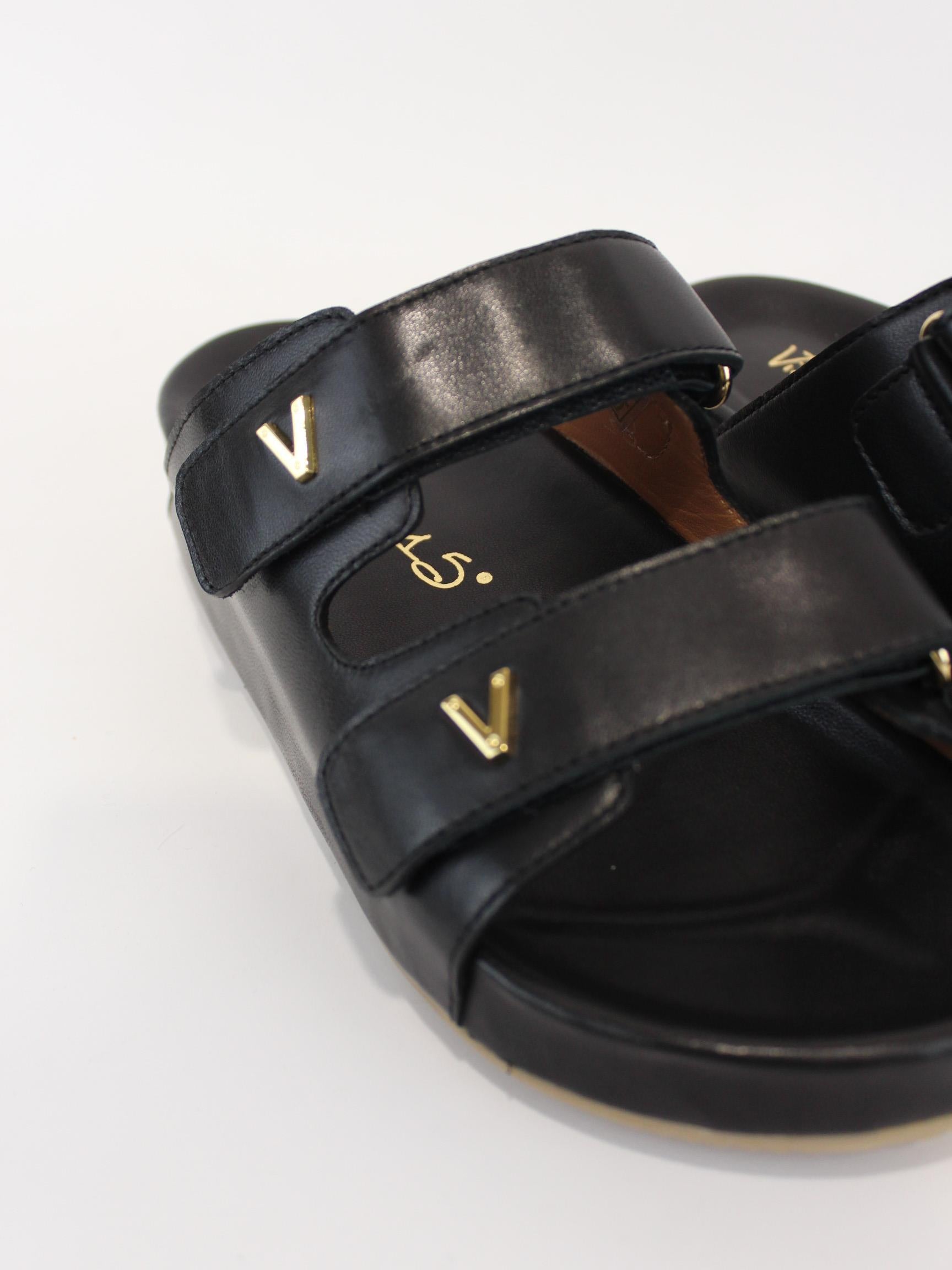 sandalo basso in pelle 4356 NERO VIA ROMA 15 