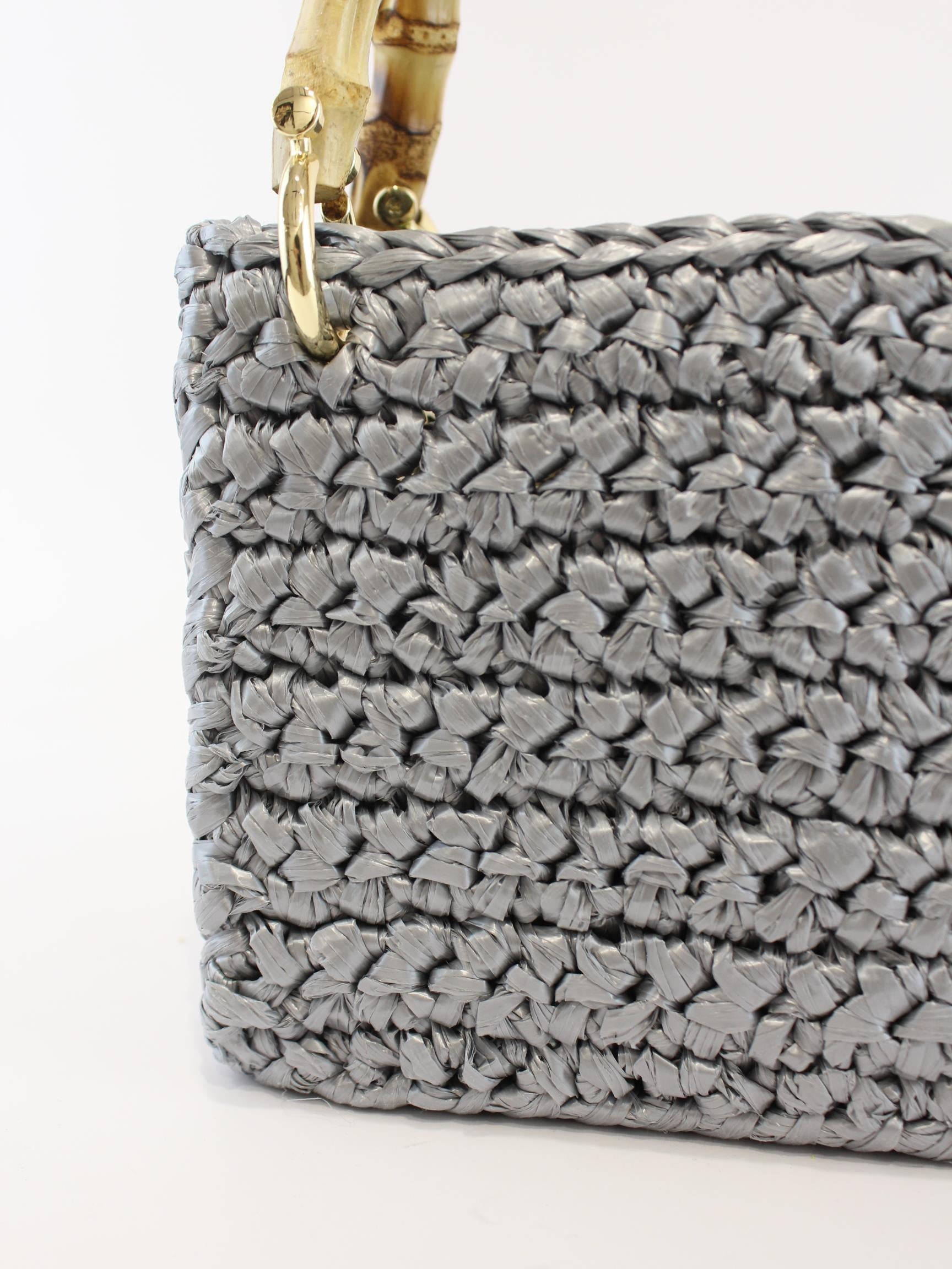 borsa manici bambù METEORA SILVER CHICA 