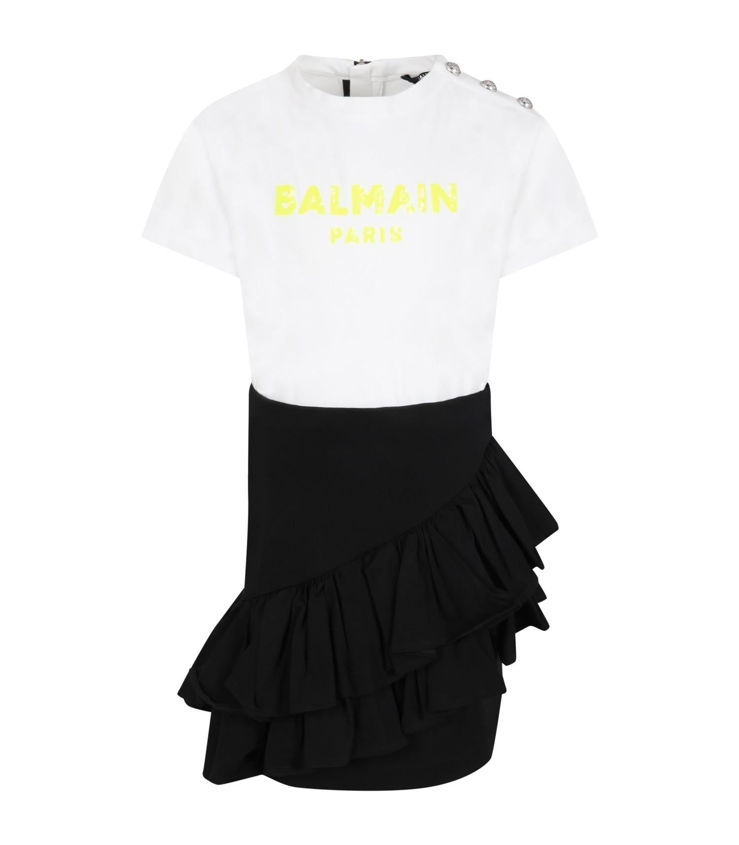 VESTITO BAMBINA CON LOGO 6P1051 J0006 100NE BALMAIN 