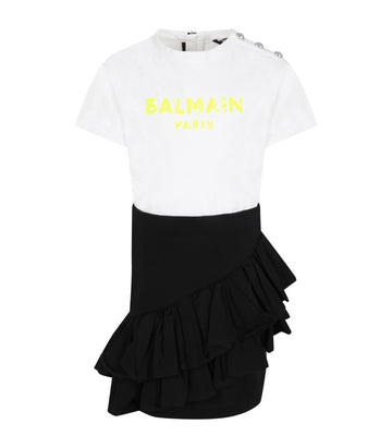 VESTITO BAMBINA CON LOGO 6P1051 J0006 100NE BALMAIN 