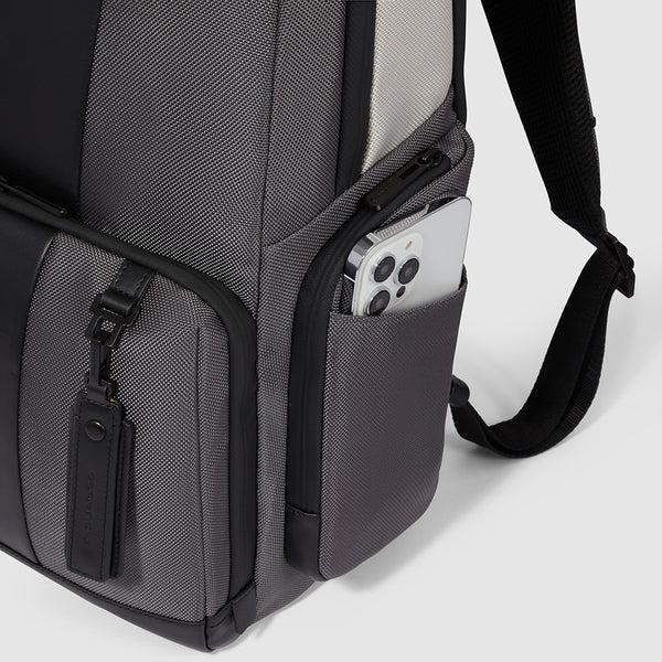 zaino grande in tessuto e pelle CA4532BR2S GRN PIQUADRO 
