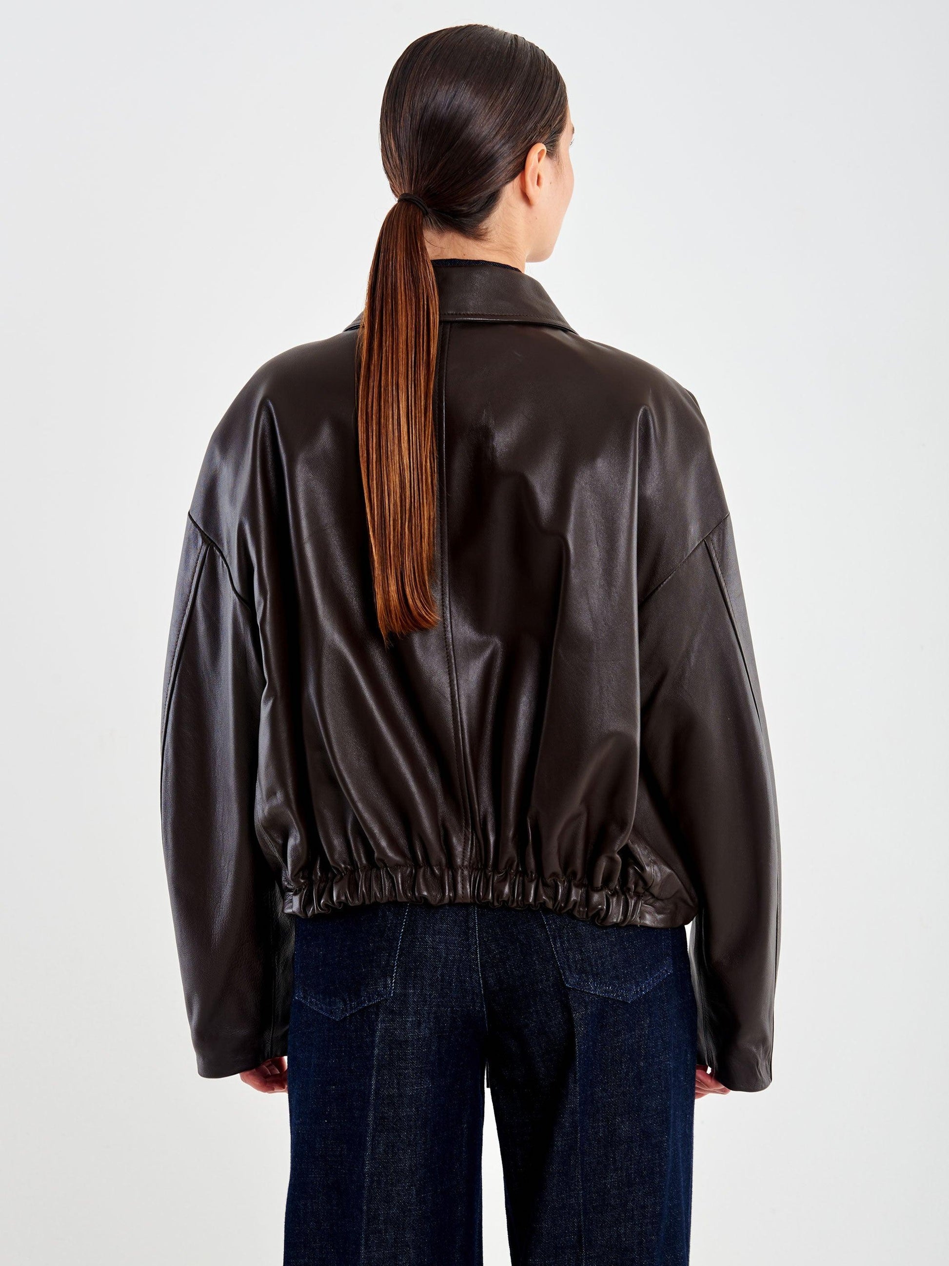 bomber in pelle TF0272 MORO VICOLO 