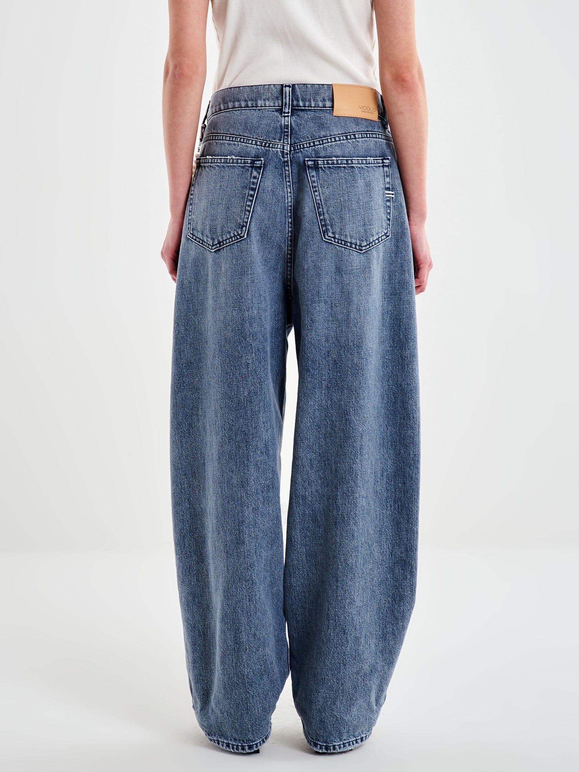jeans laila relaxed con catena DF5015 GRIGIO VICOLO 